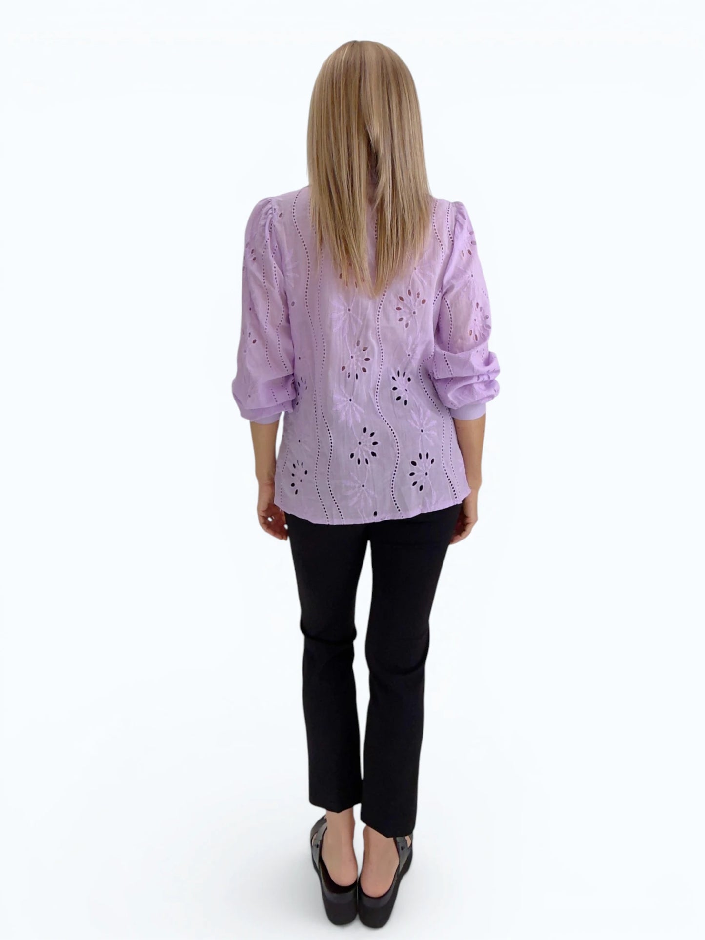 Mia Collection - Eyelet Shirt/ Purple