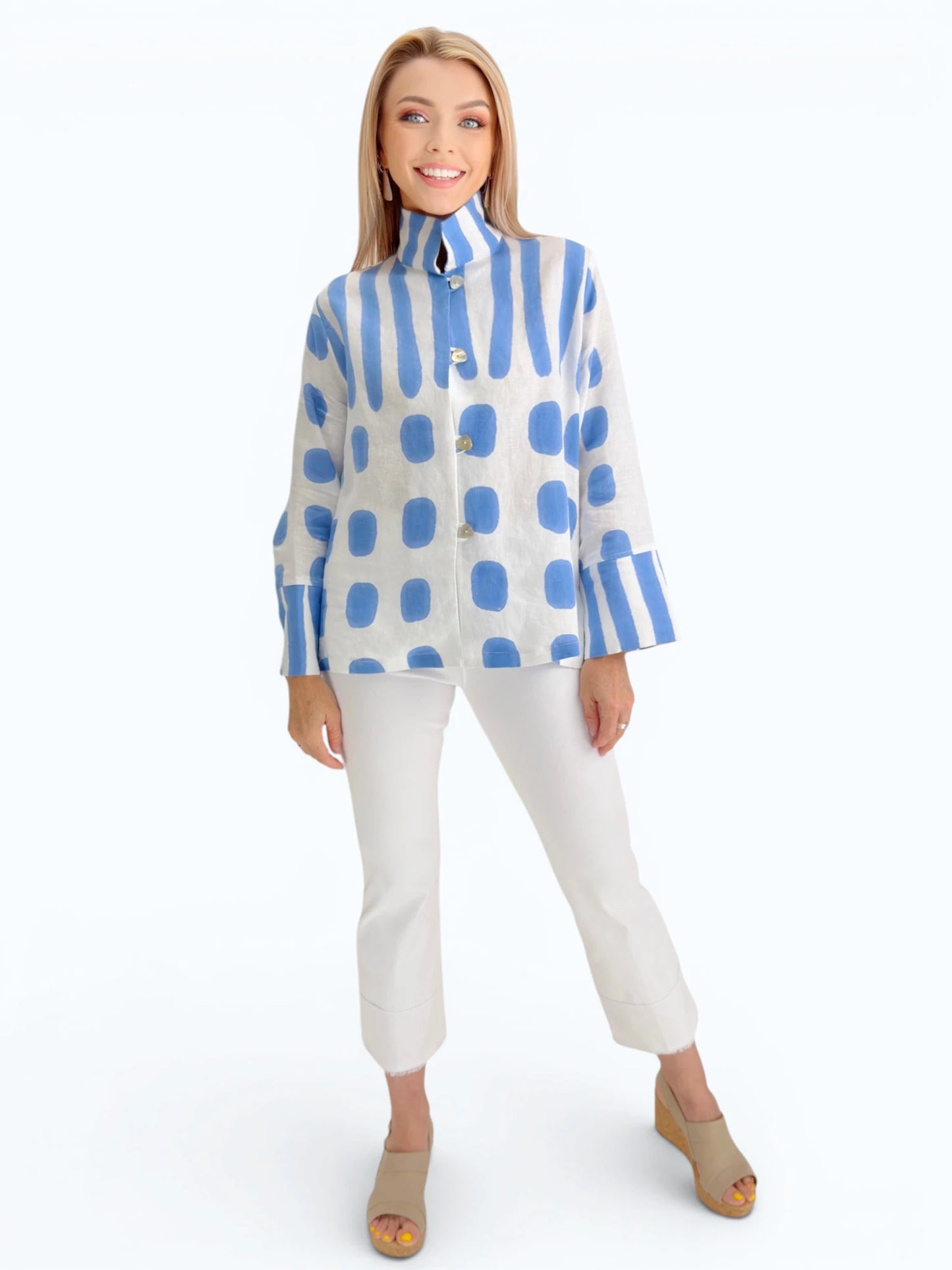 Kay Chapman Designs- Linen Loop Button Shirt/Jacket