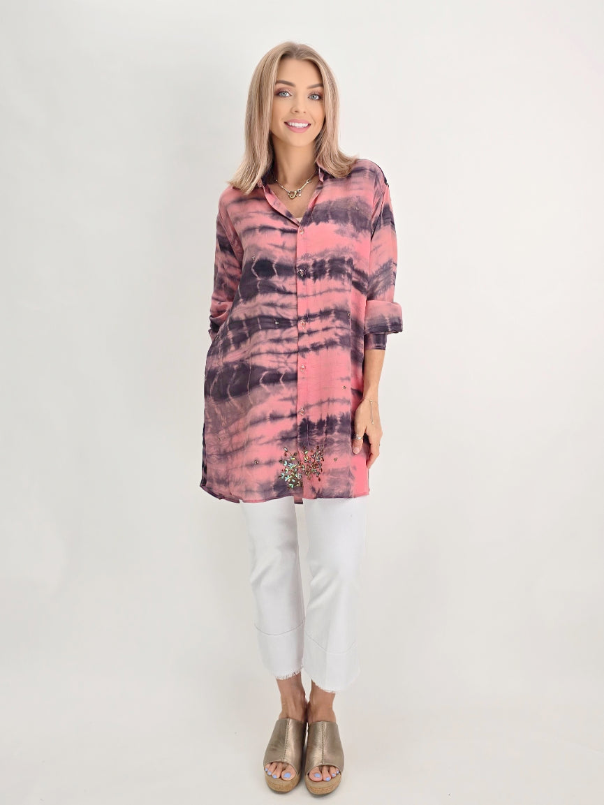 Meghcraft - Pink/Black Tie Dye Shirts