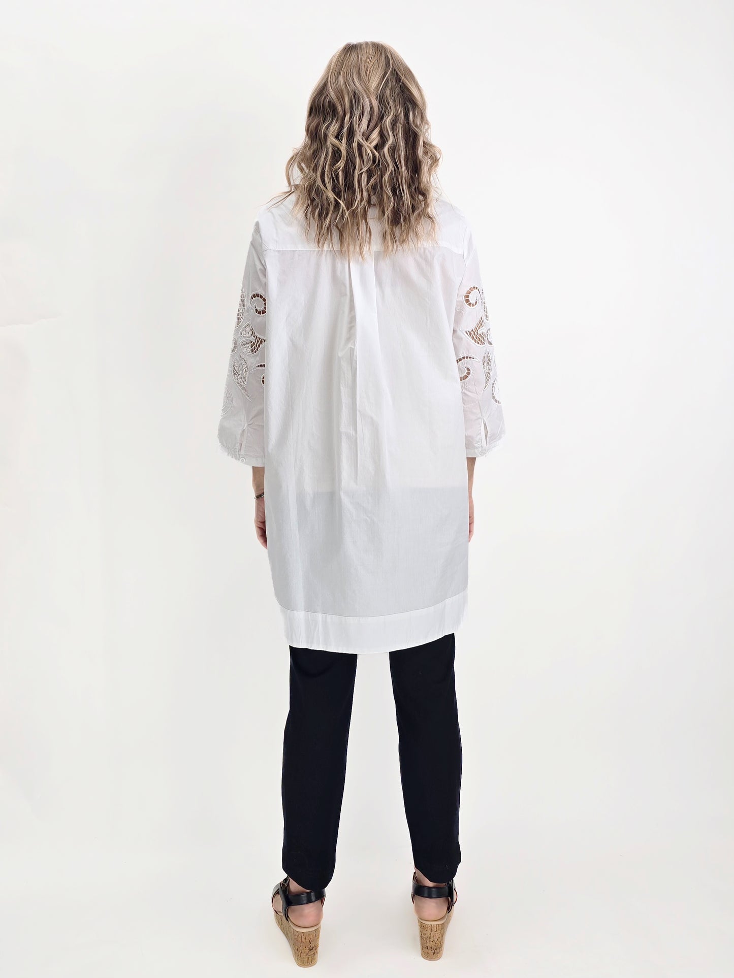 Mia Collection- Embroidered Cotton Tunic Shirt