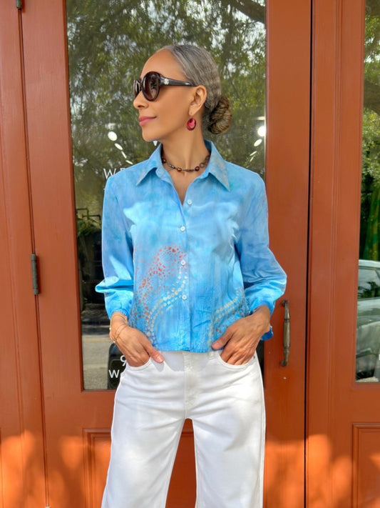 Narenee Designs- Sky Bloom Crop Shirt