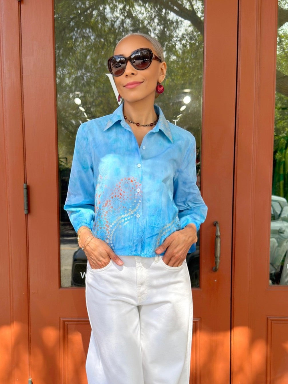 Narenee Designs- Sky Bloom Crop Shirt