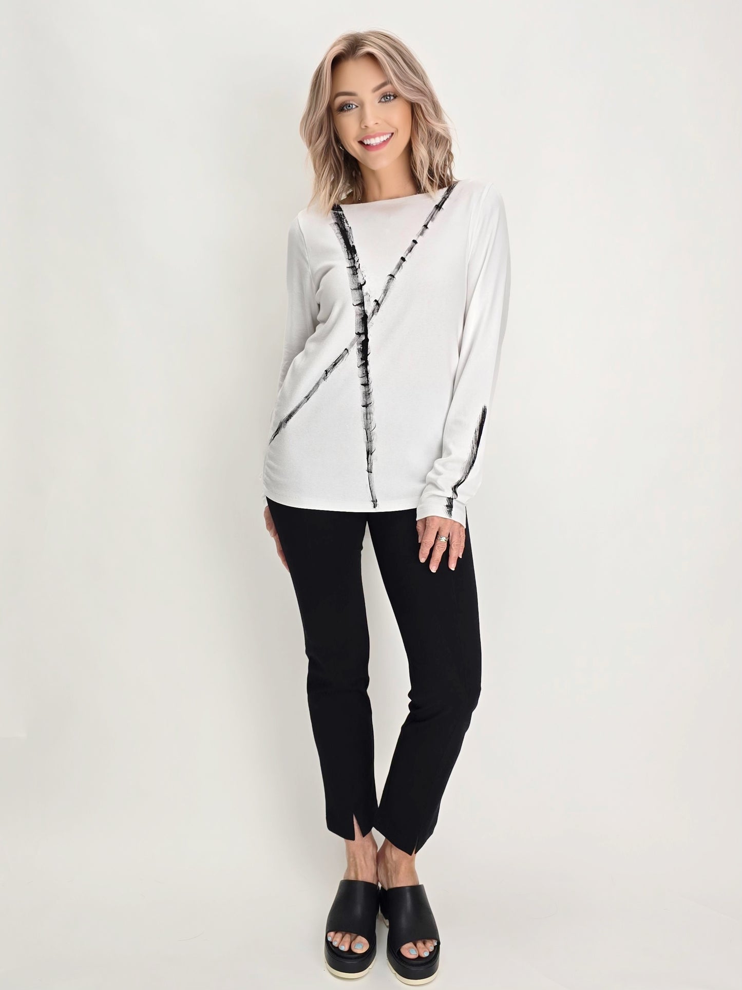 Narenee Designs- L/S White Painted Top