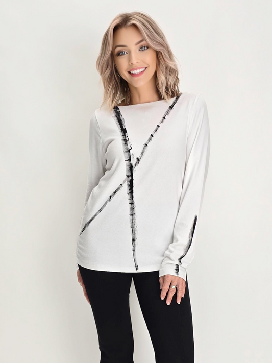 Narenee Designs- L/S White Painted Top