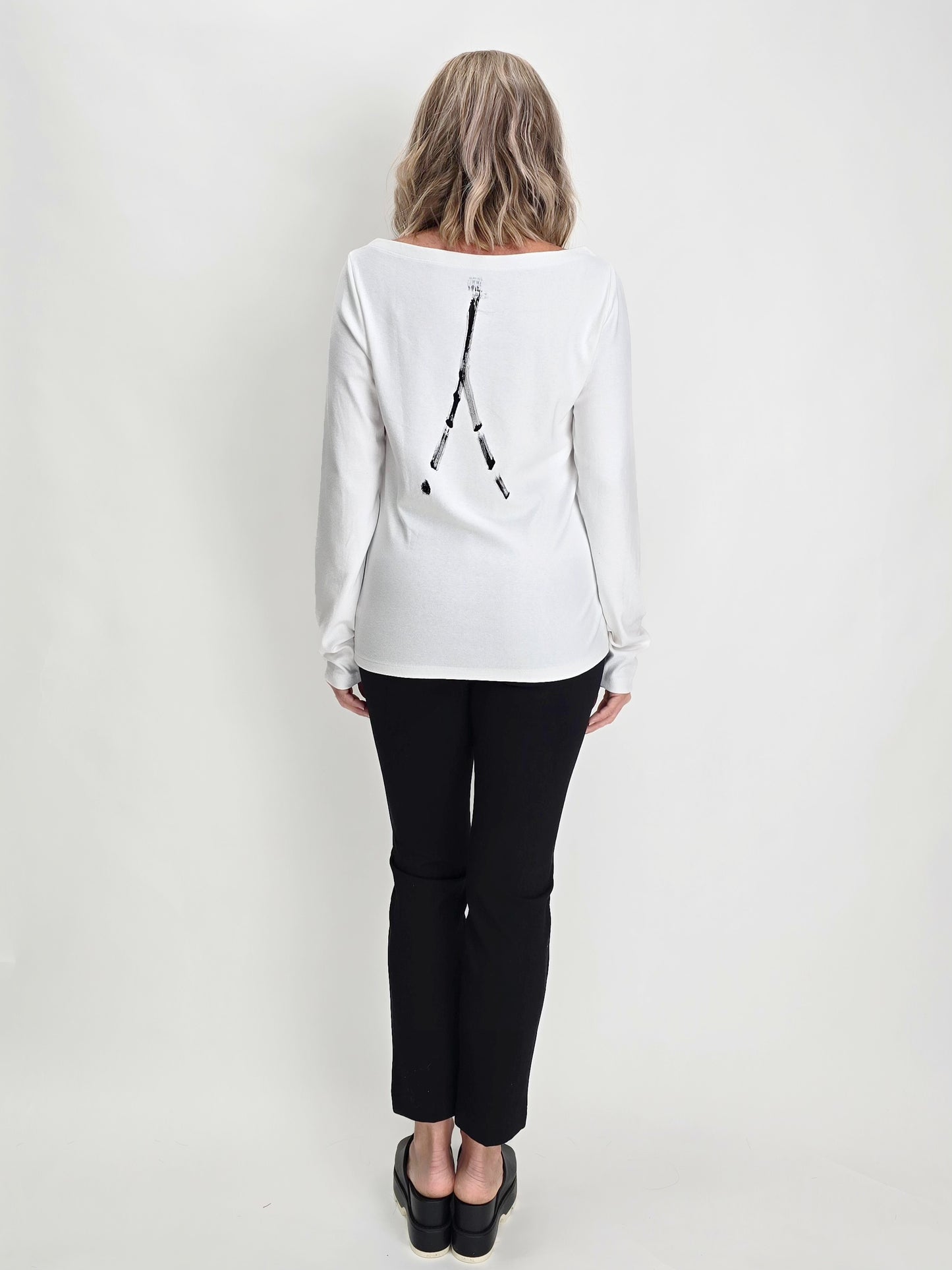 Narenee Designs- L/S White Painted Top