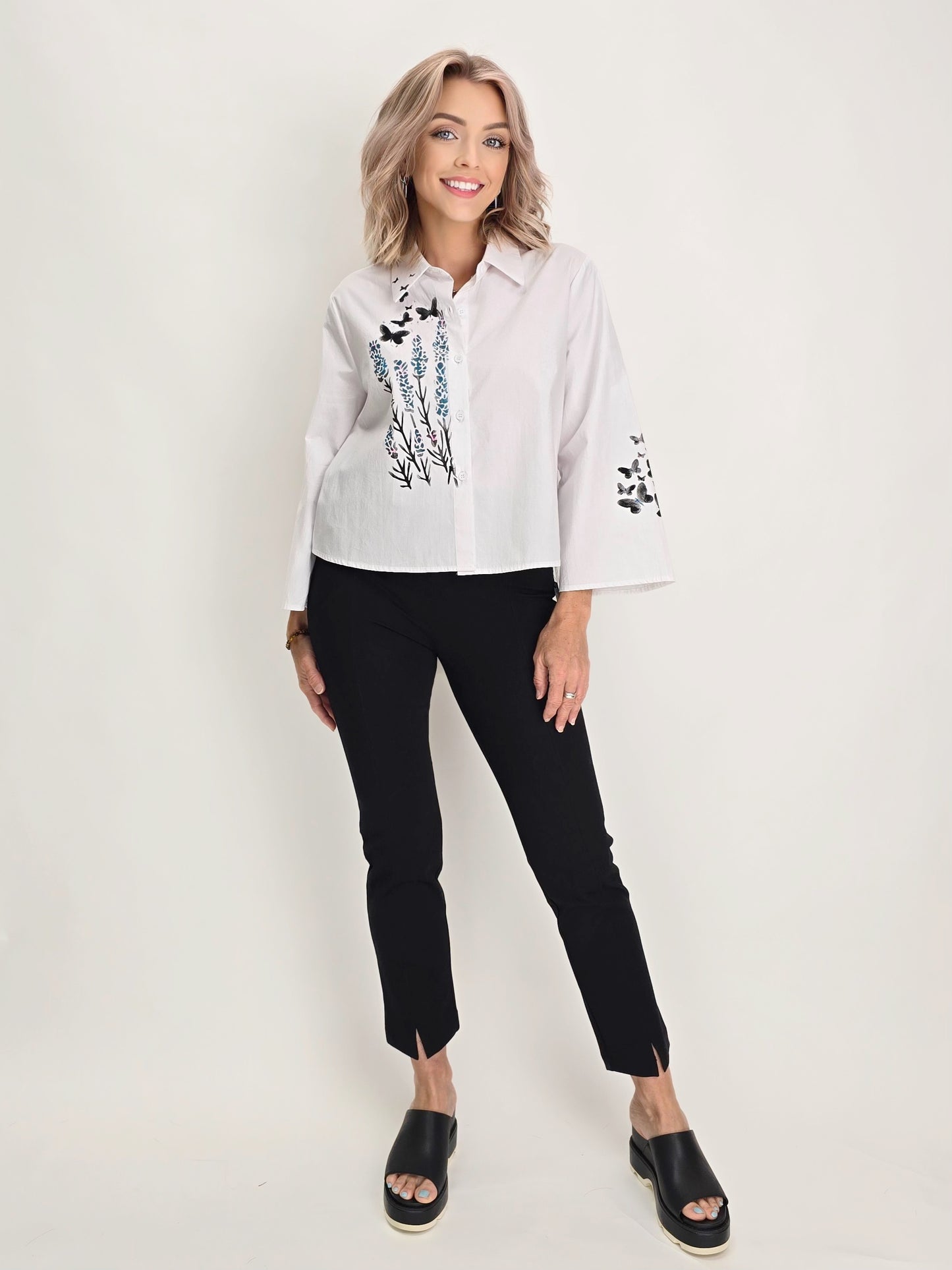Narenee Designs-Hand Painted White Shirt