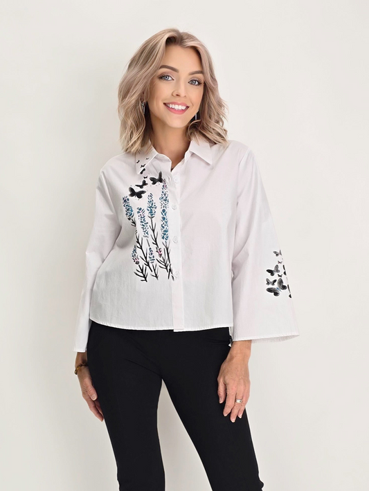 Narenee Designs-Hand Painted White Shirt