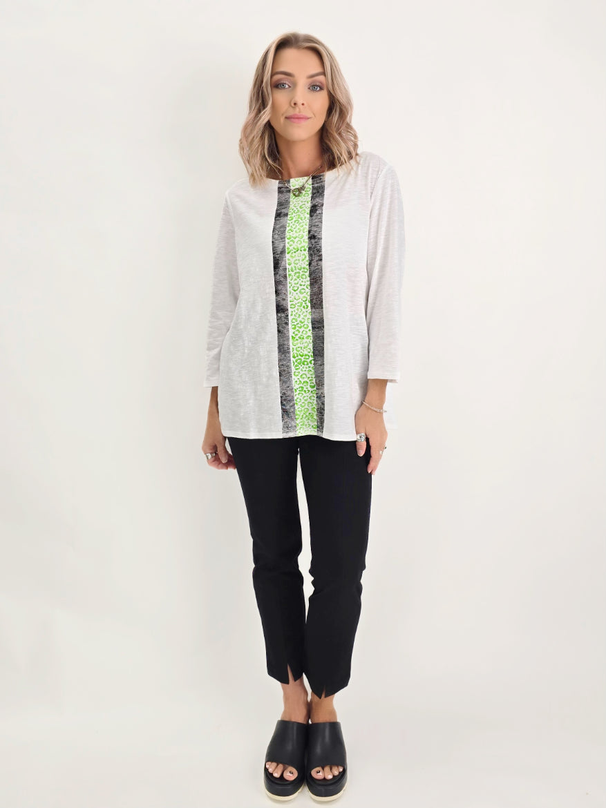 Narenee Designs- L/S White Painted Top