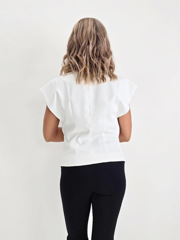 Nerenee Designs - White Asymmetric  Vest