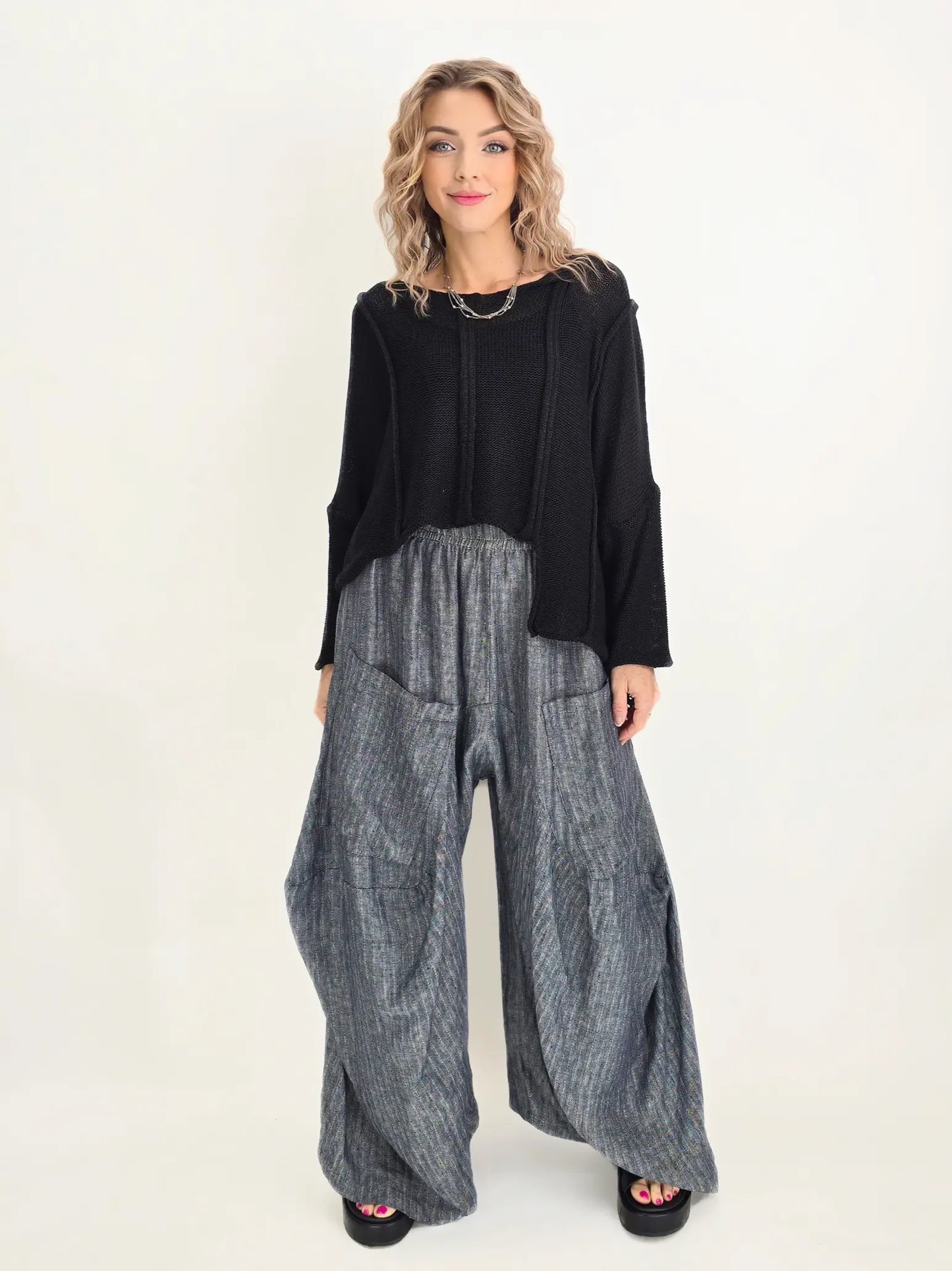 Dress to Kill- Harem Pants-Denim Stripe
