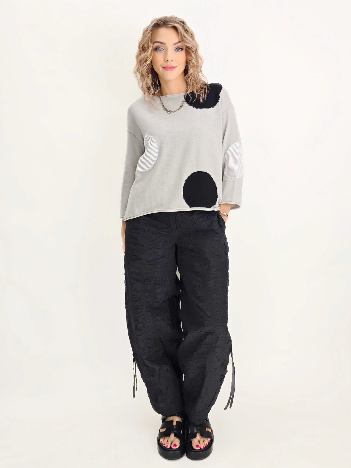 Noen- Crinkle Flow Pants/ Balck