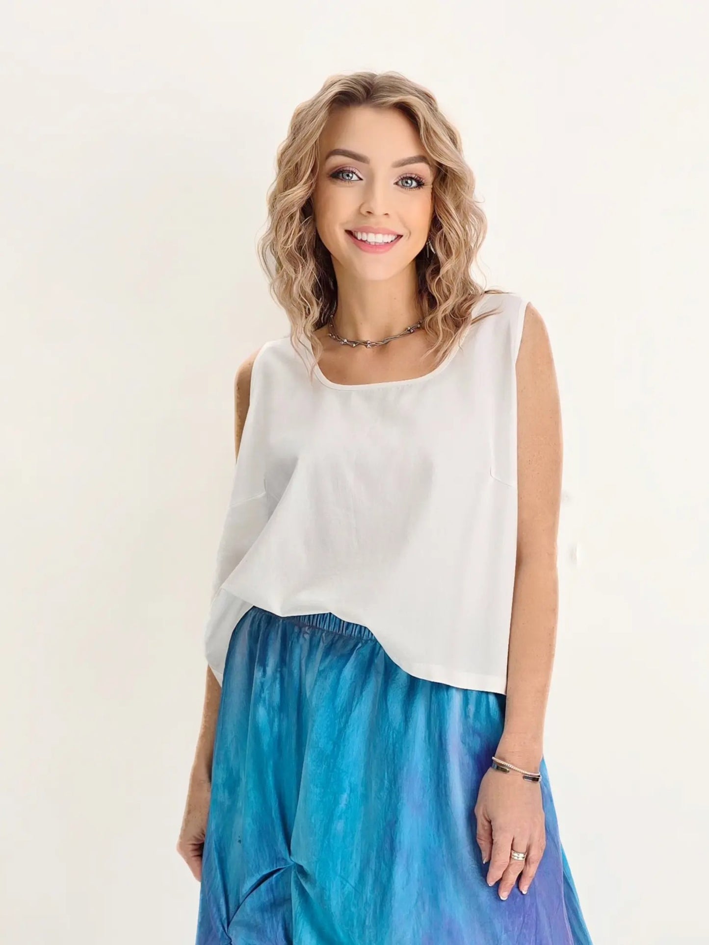 Mia Collection- Button Back Tank Top