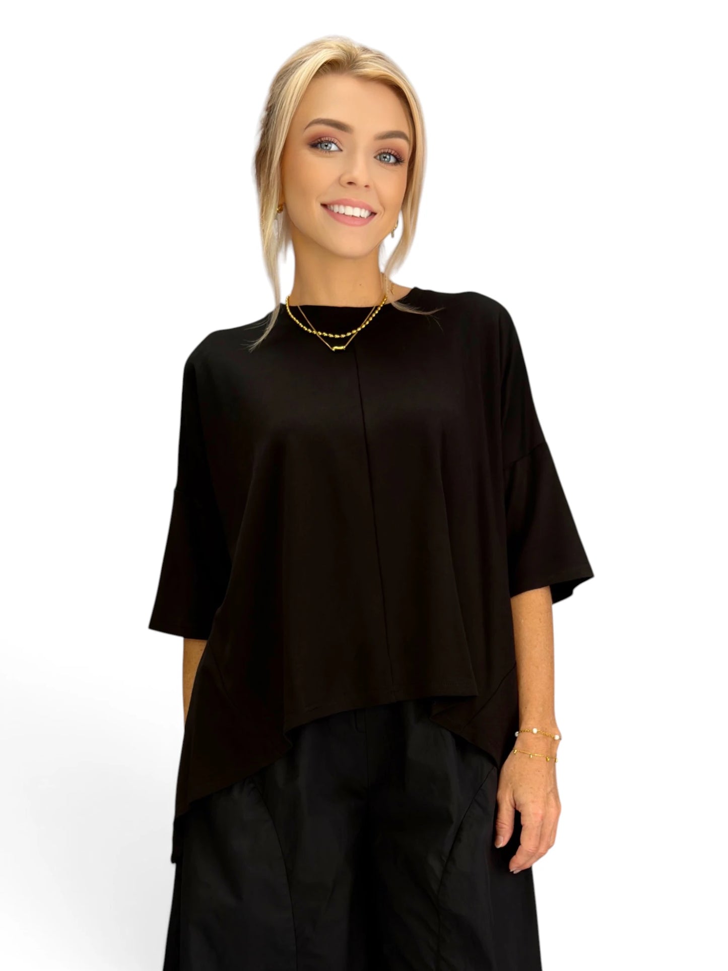 Mia Collection- Edge Zip Boxy Top