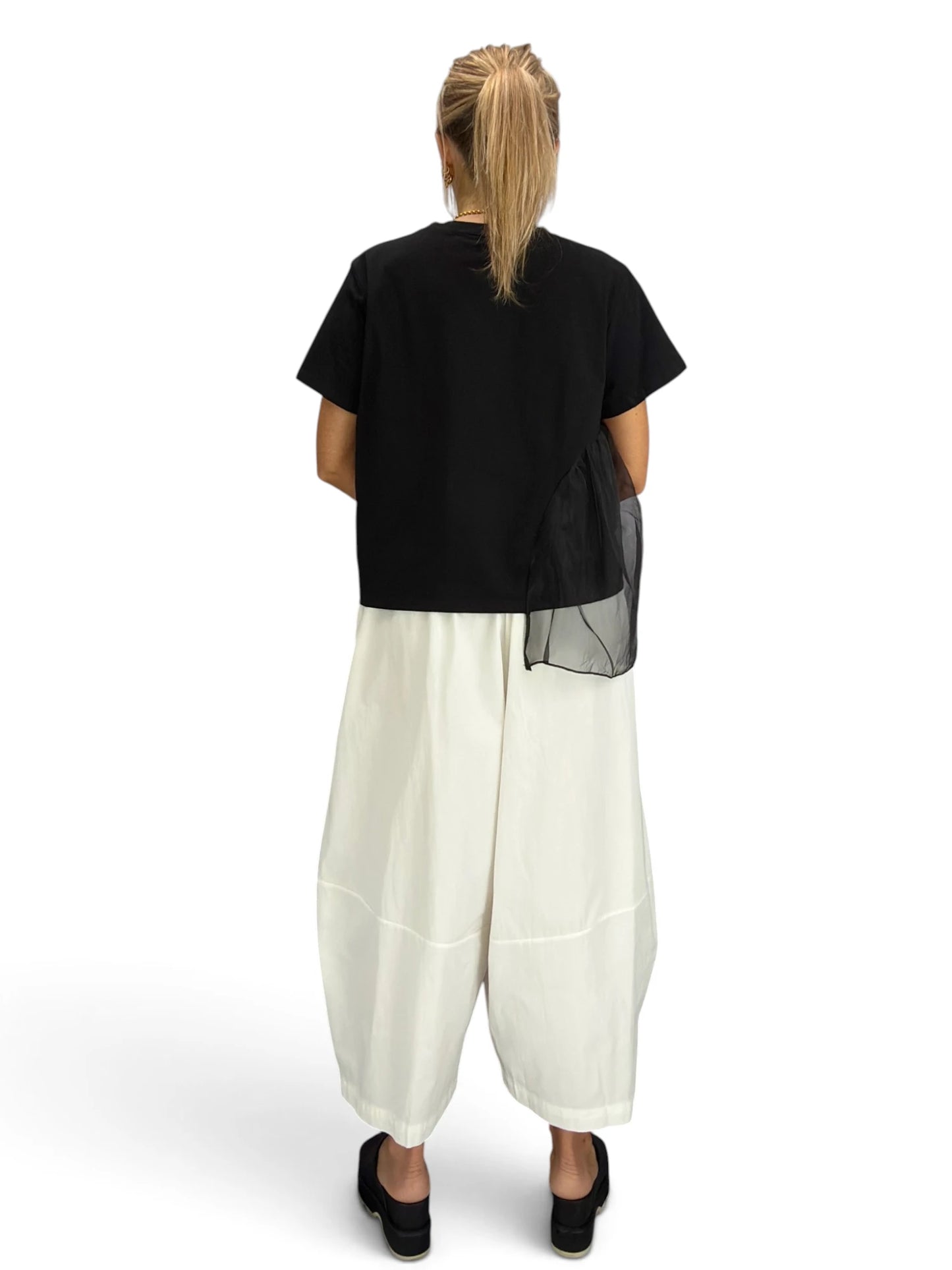 Mia Collection- Easy White Barrel Pants