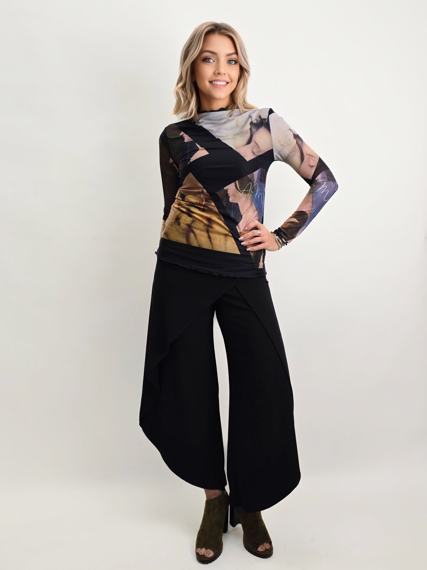 Focus Fashion- Asymmetrical Hem Wrapped Pant