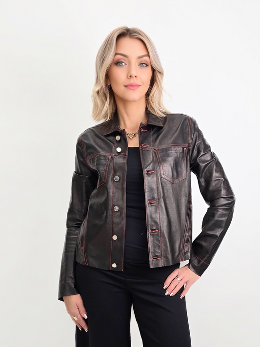 Blu Ice- Crop Stiched Jacket