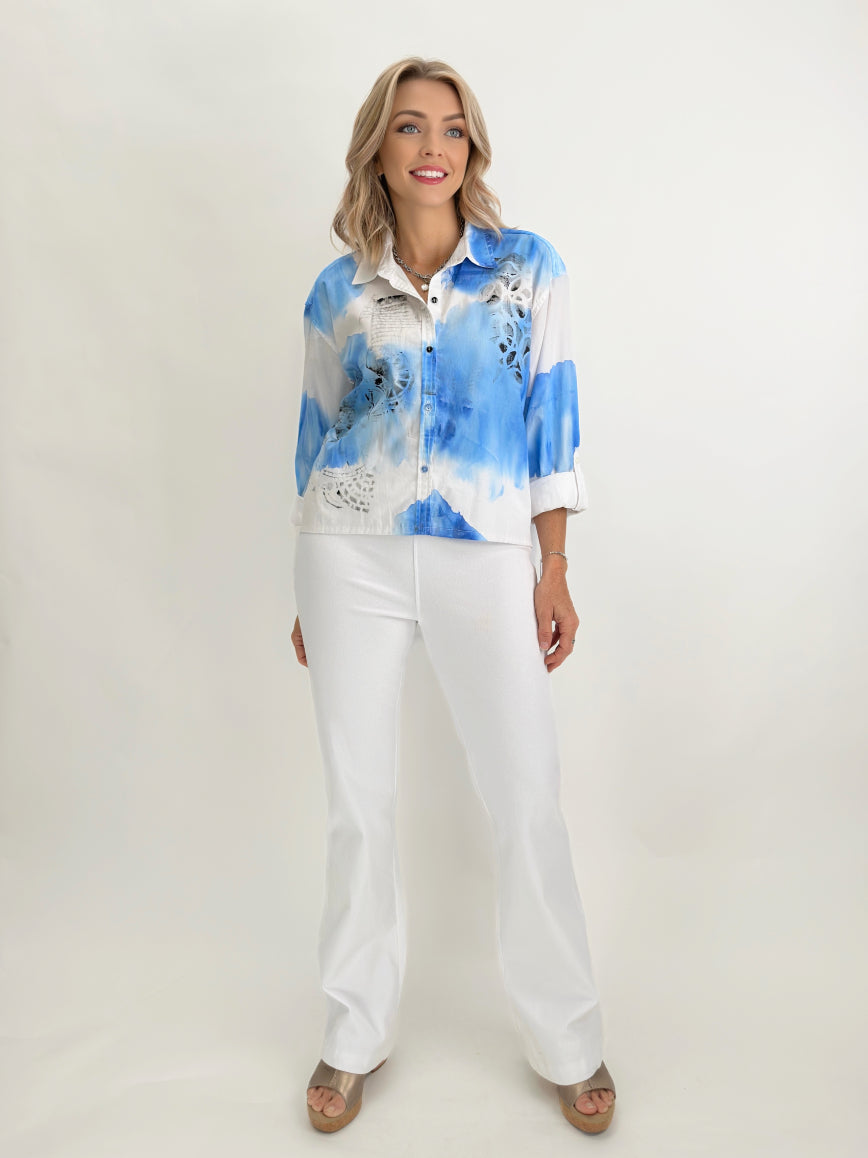 Narenee Designs-Hand Painted White Shirt
