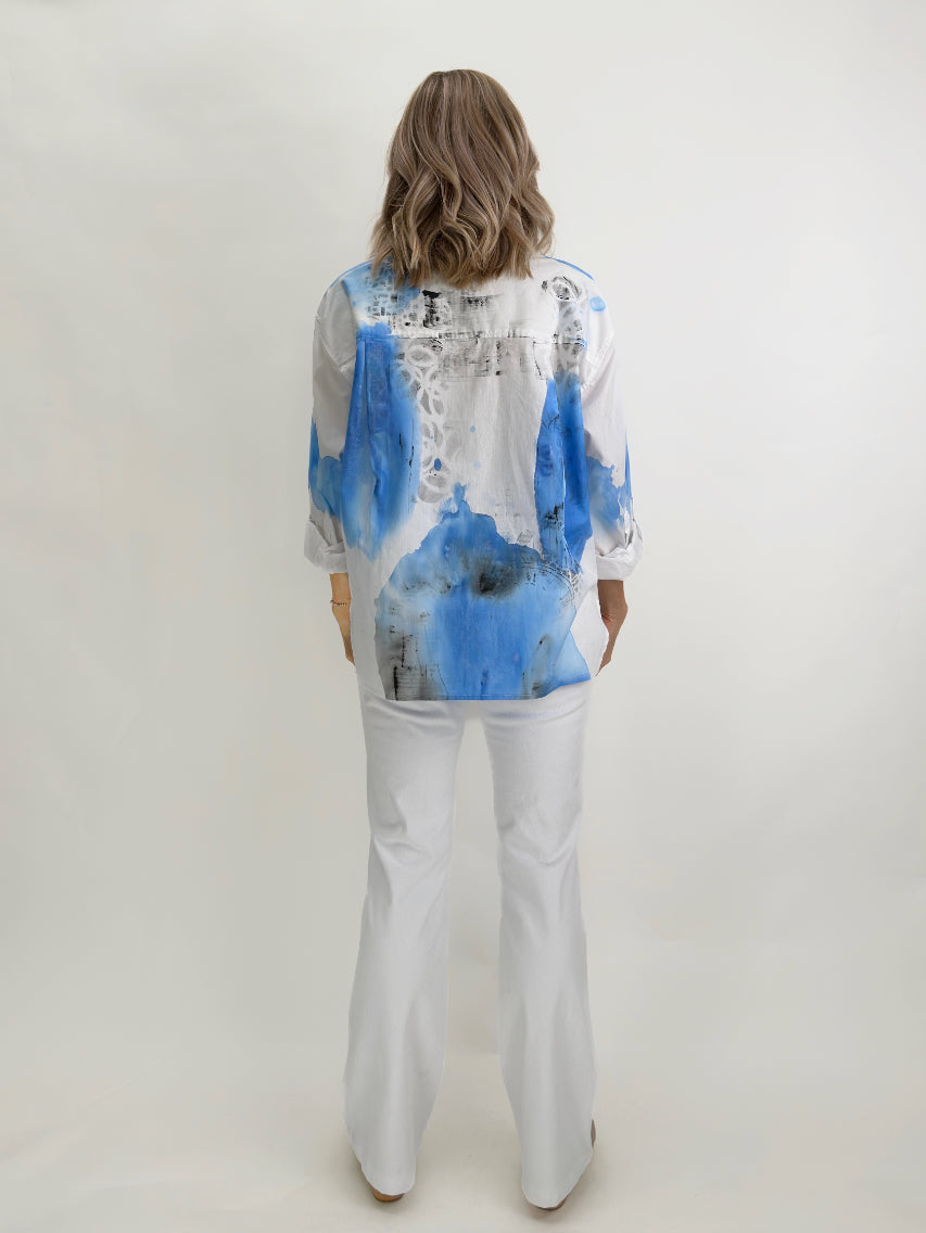 Narenee Designs-Hand Painted White Shirt