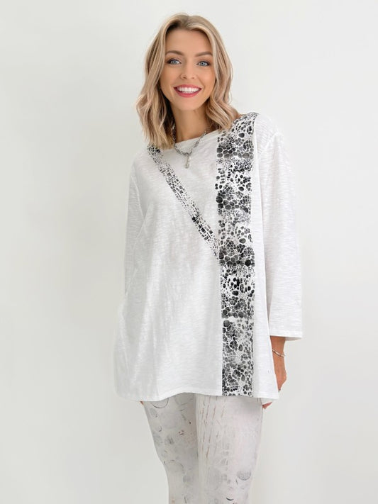 Narenee Designs- L/S White Painted Top