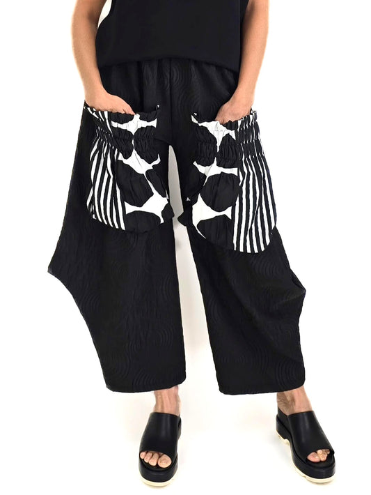 Heydari- Textured Pants with Statement Pockets