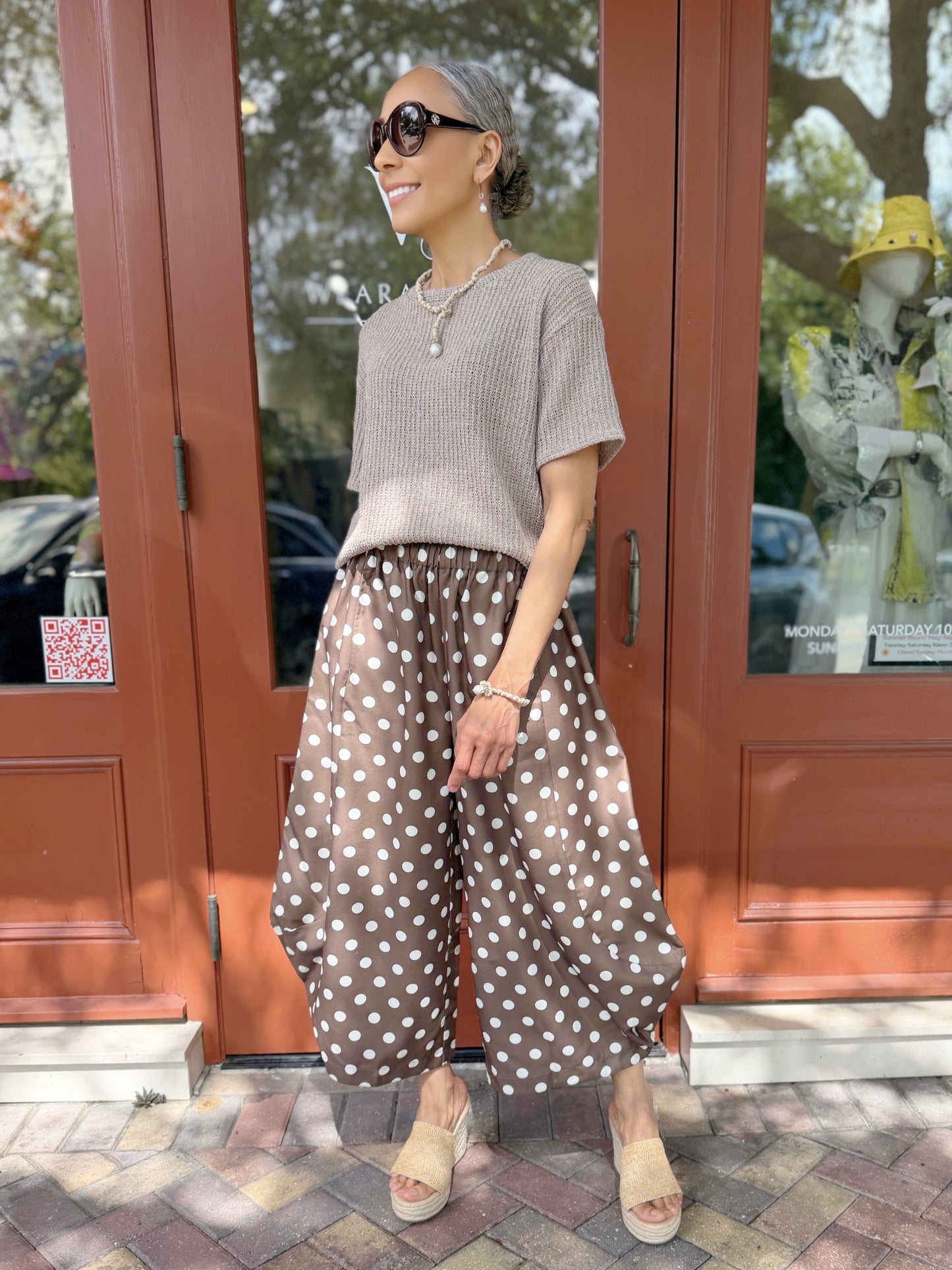 Glam -  Polka Dot Pants/ Brown