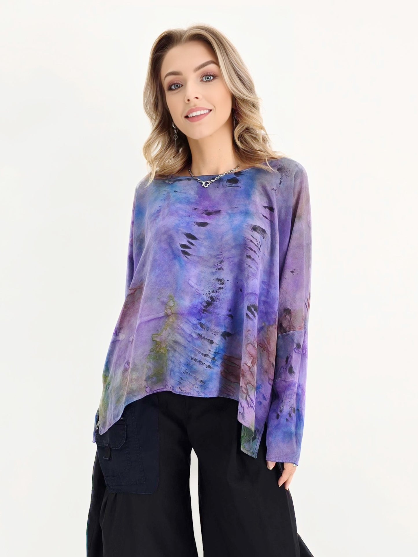Tatiana Palnitska- SPT15/ Purple Multi Silk Top