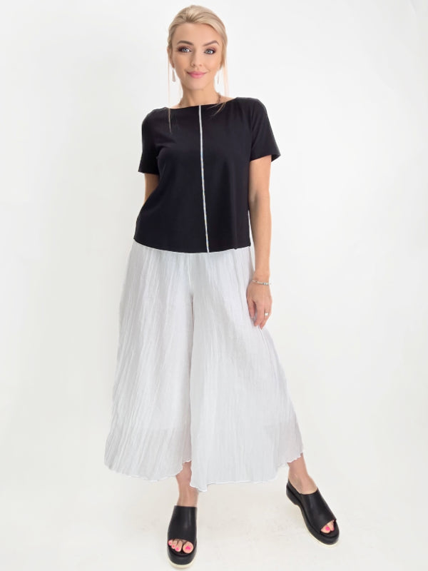 Ozai N Ku- Black Crop Top with White Line