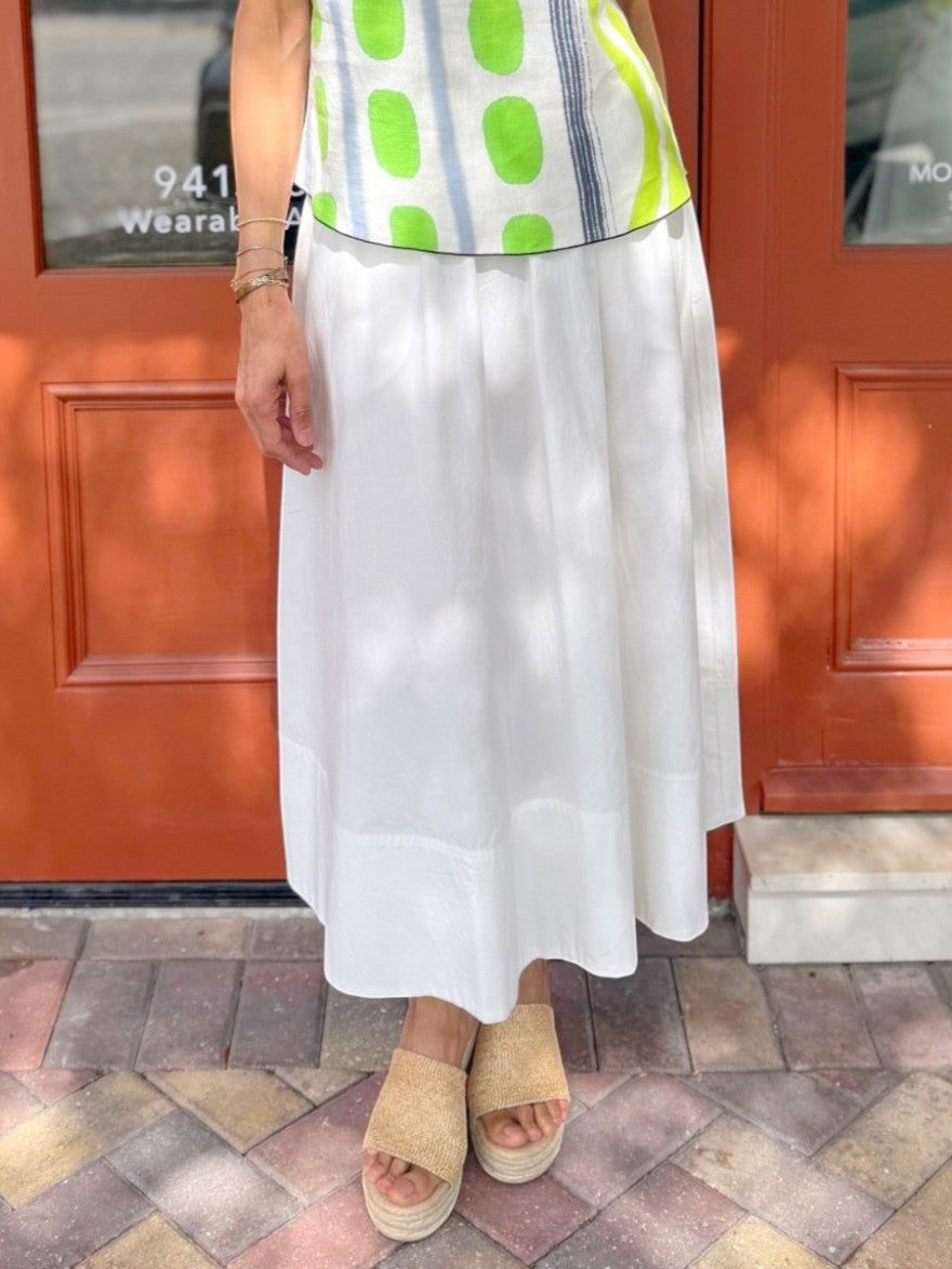 Wearable Art- Midi Poplin Skirt/ WHITE