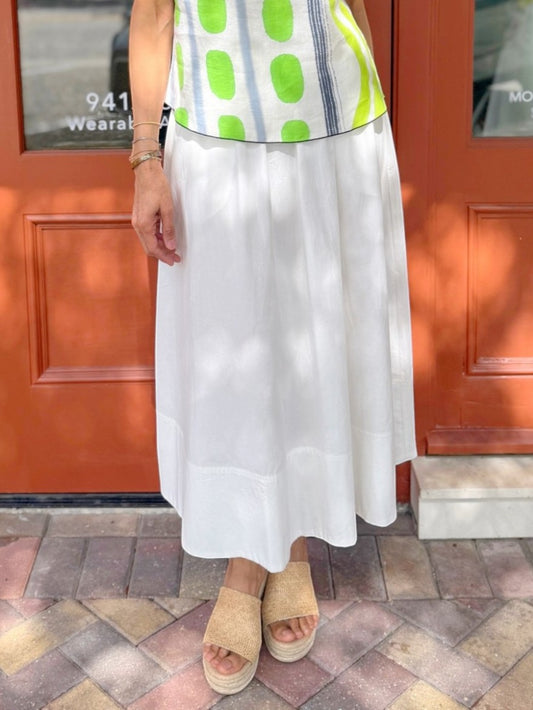 Wearable Art- Midi Poplin Skirt/ WHITE