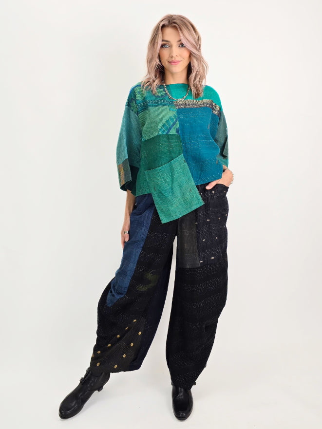 Mieko Mintz- Jaipur Patch Kantha Knee Tuck Pant