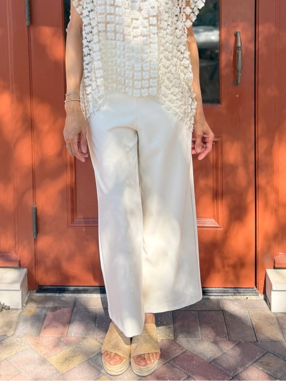 Glam - High Waist Wide Leg Pants/ Cream