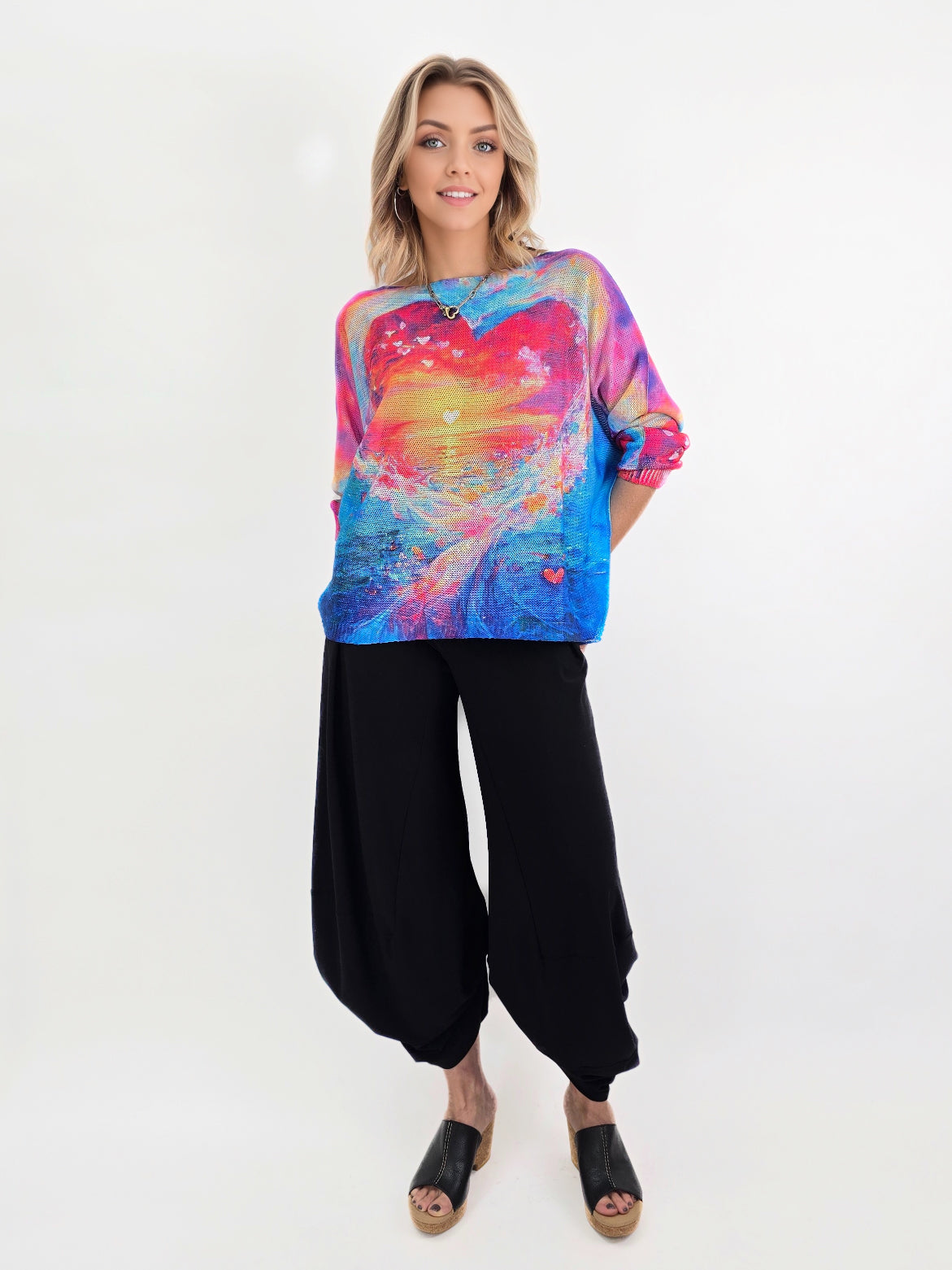 LOOWIE - Blue Knit Printed Sweater