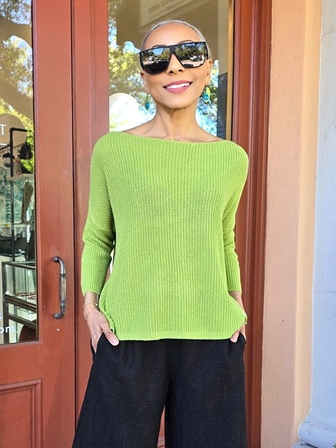 BlueBerry- Open Side Knitted Top/ Kiwi