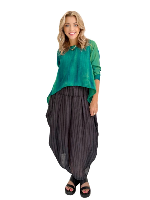 Narenee Designs- Emerald Wash Asymmetrical Top