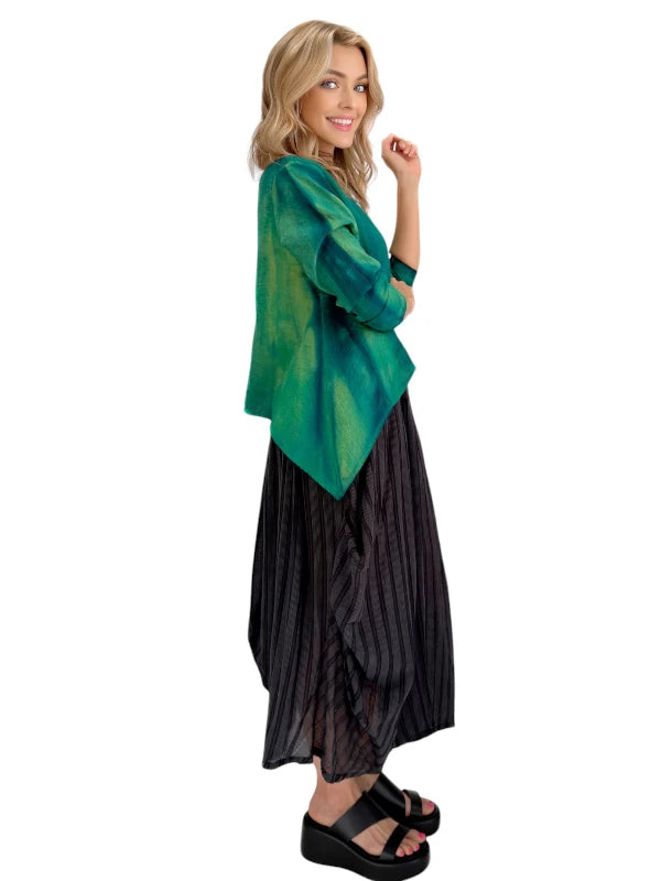 Narenee Designs- Emerald Wash Asymmetrical Top