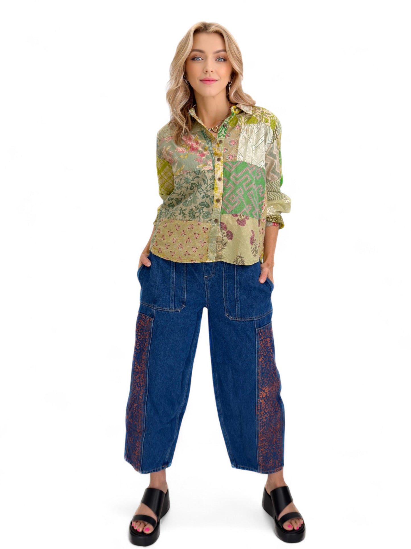 Rahab's Rope - Green Meadows Patchwork Blouse