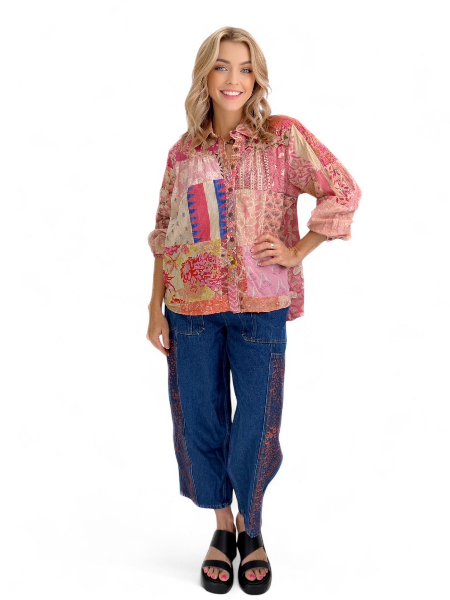Rahab's Rope - Dusty Rose Patchwork Blouse