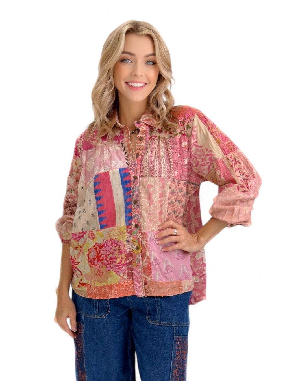 Rahab's Rope - Dusty Rose Patchwork Blouse