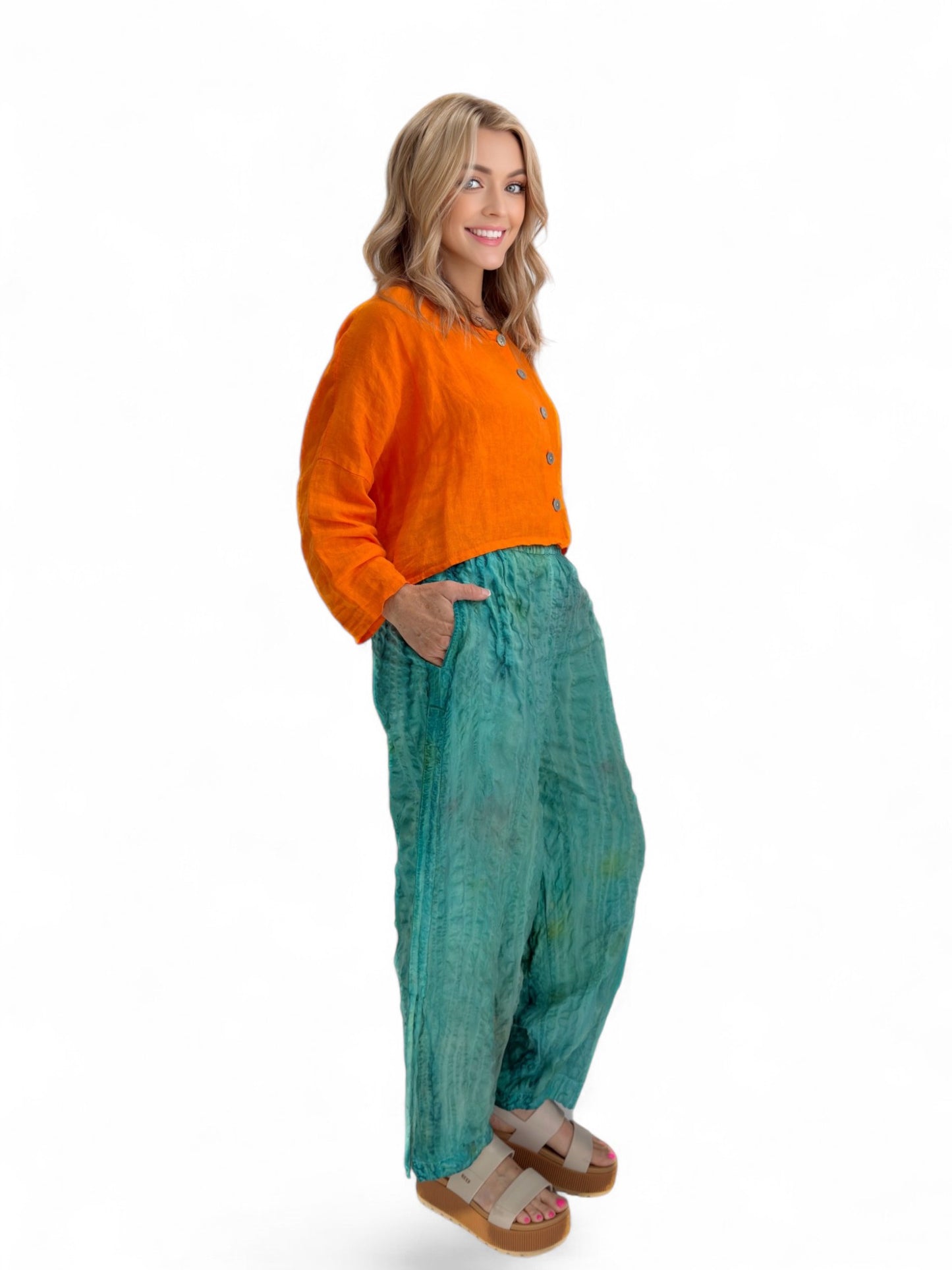 Narenee Designs- Hand-Dyed Art Pant/ Green