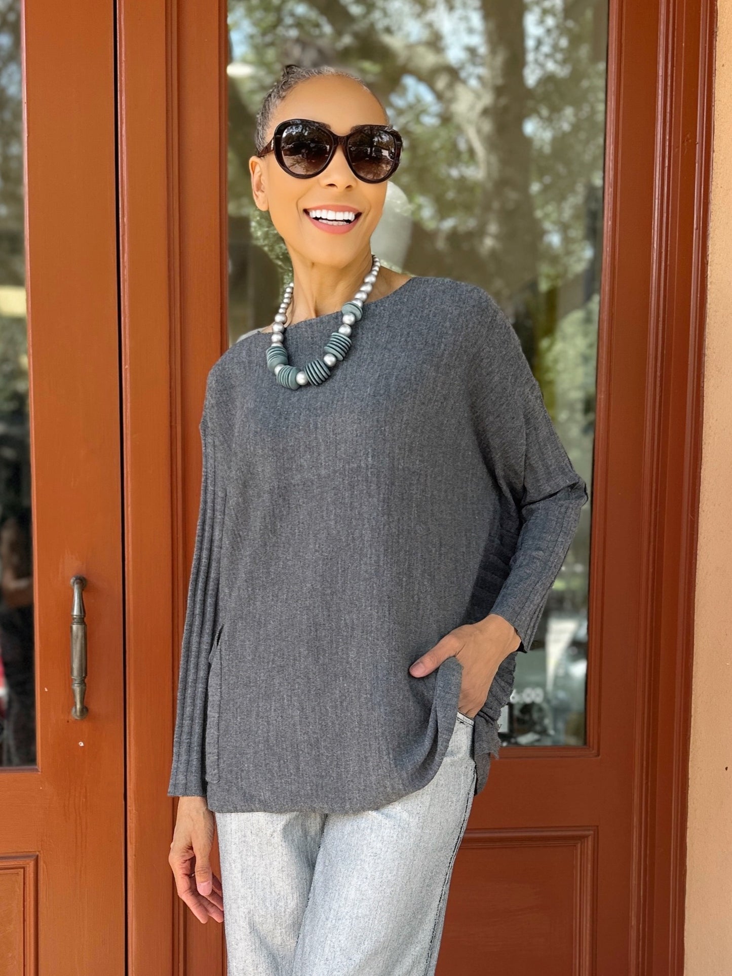 Noen- Ribbed Sleeve Oversize Sweater