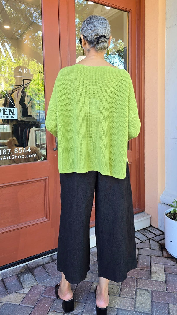 BlueBerry- Embroiled Linen Trouser/Black
