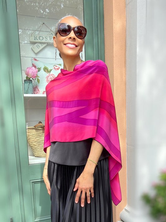 Kay Chapman- Shawl- Pink/ Coral