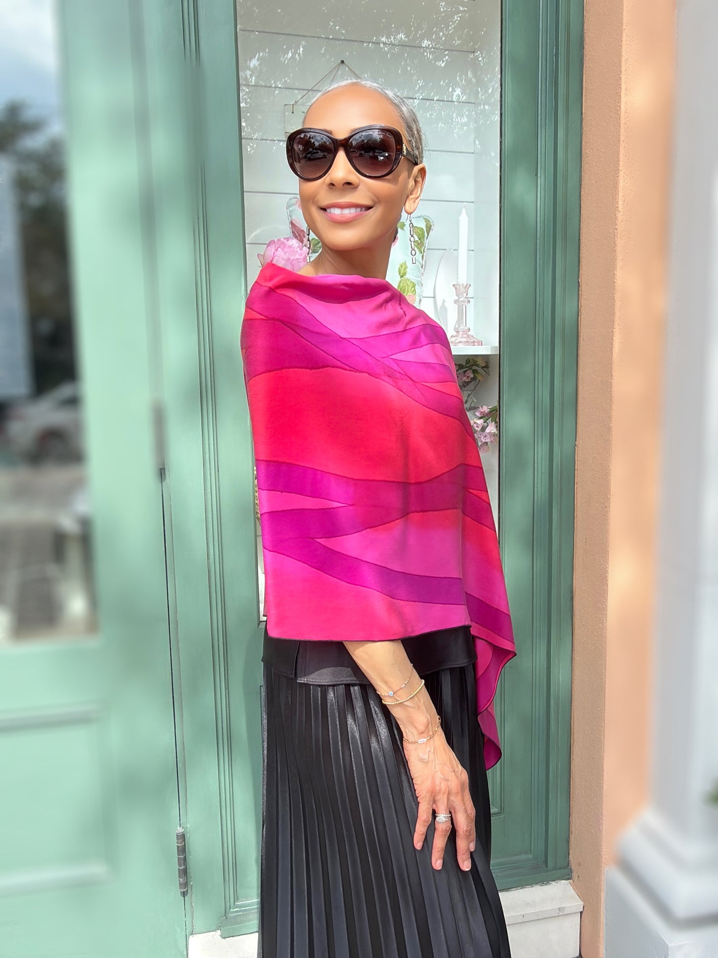 Kay Chapman- Shawl- Pink/ Coral
