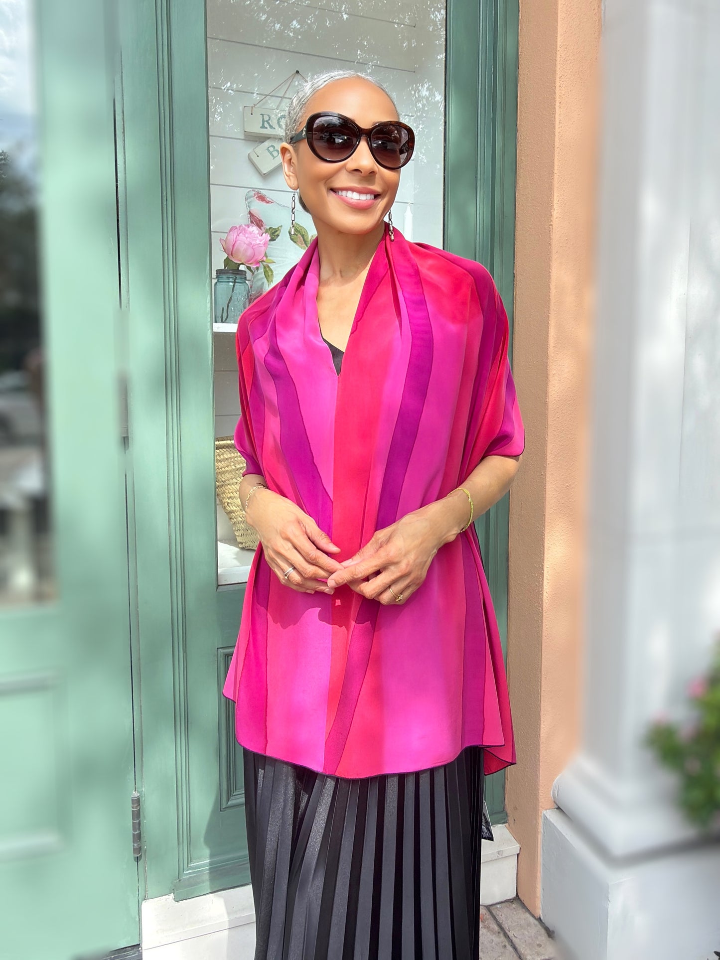 Kay Chapman- Shawl- Pink/ Coral