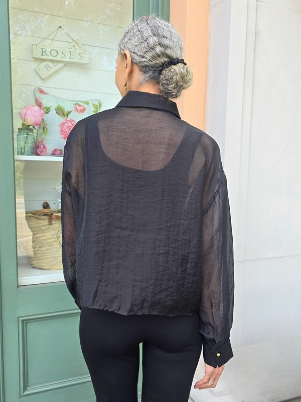 Narenee Designs- Noir Gold Art Crop Blouse