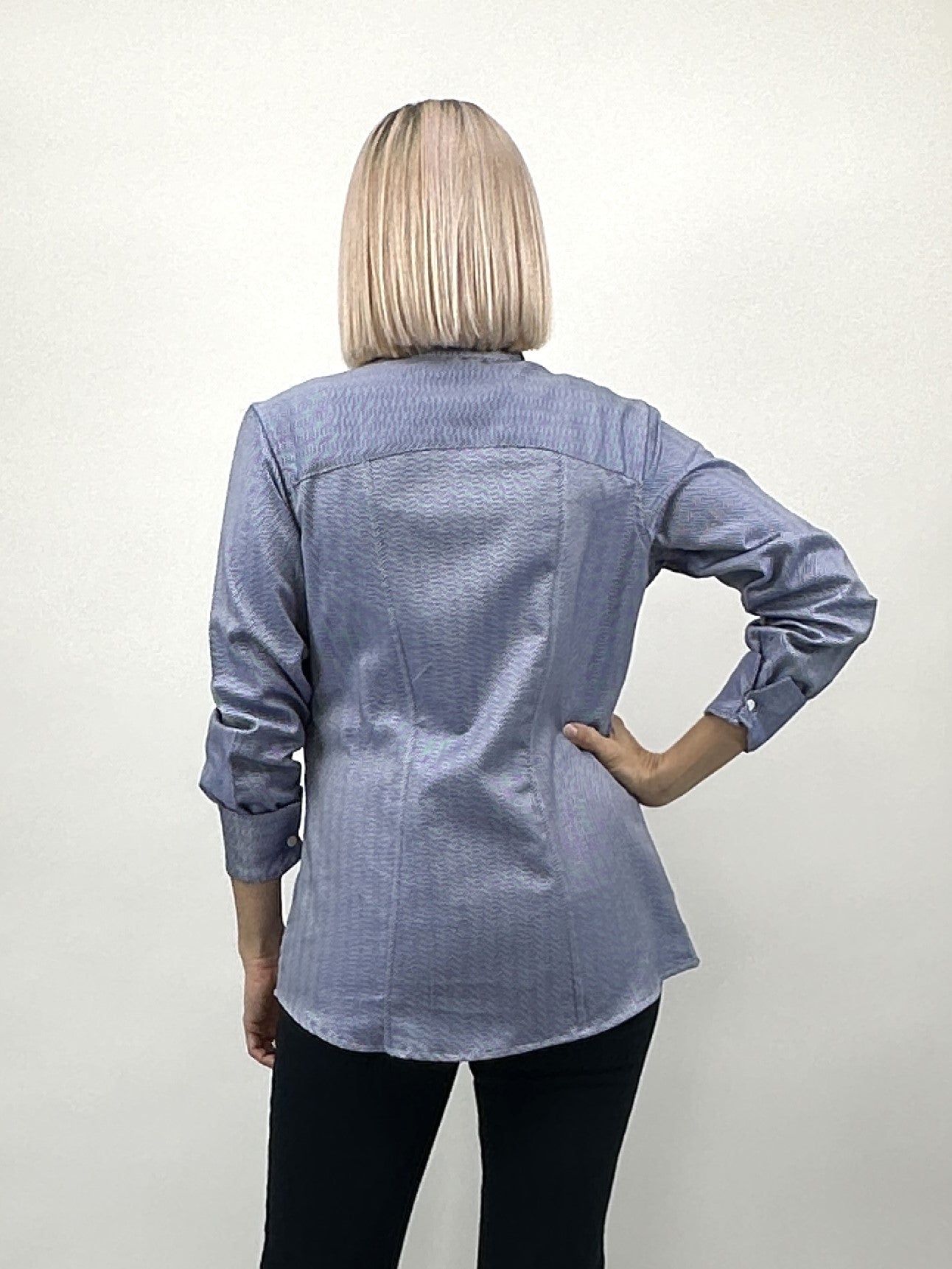 Jill McGowan- Kacey Shirt/Blue Cotton Herringbone