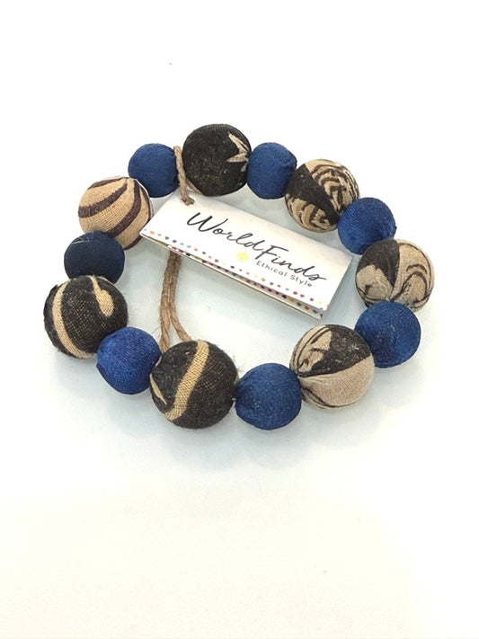 WorldFinds - Kantha Indigo Bauble Bracelet