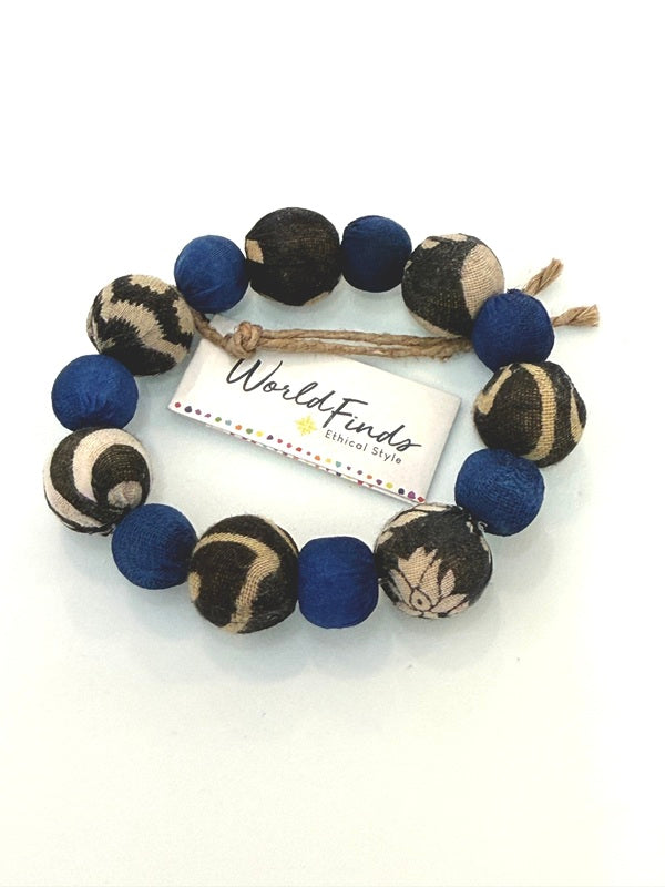 WorldFinds - Kantha Indigo Bauble Bracelet