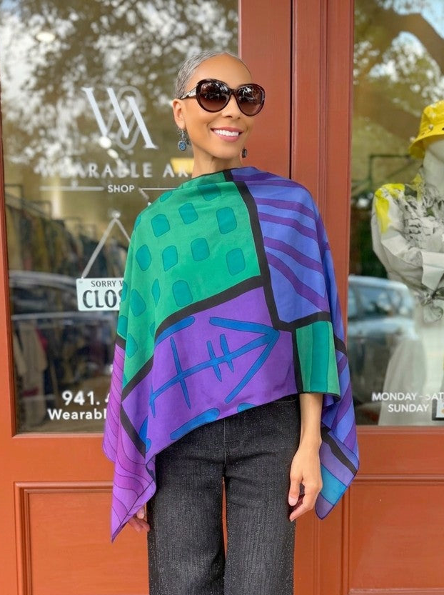 Kay Chapman- Shawl- Purple/Green