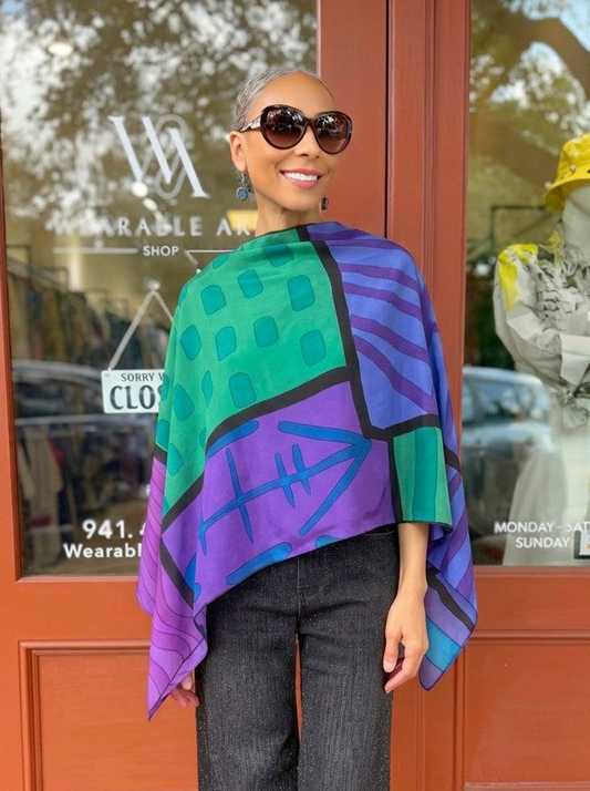Kay Chapman- Shawl- Purple/Green